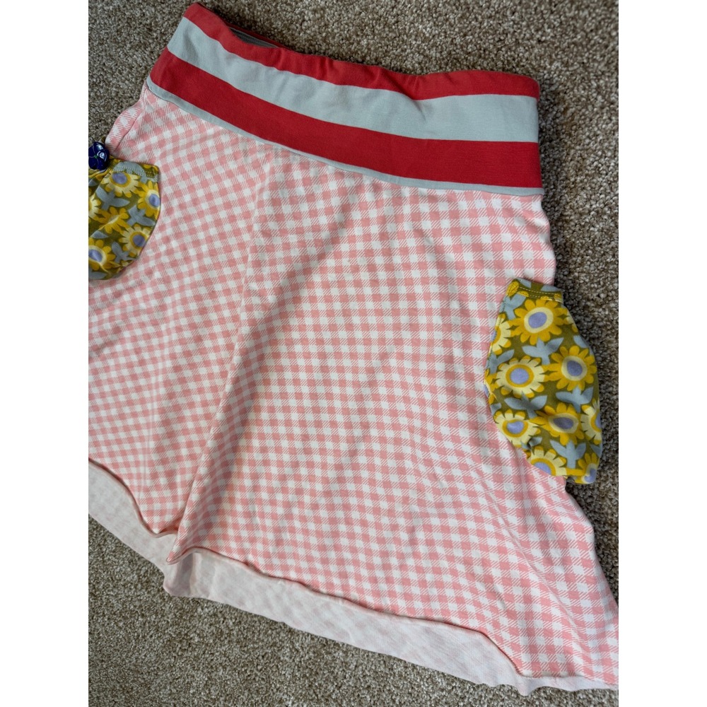 Matilda Jane Serendipity Girls Skirt Pink Gingham Floral Pocket‎ 8 Retired HTF